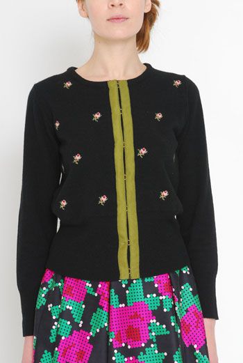 AW1112 ROSEBUDS INTARSIA CARDIGAN - VARIOUS